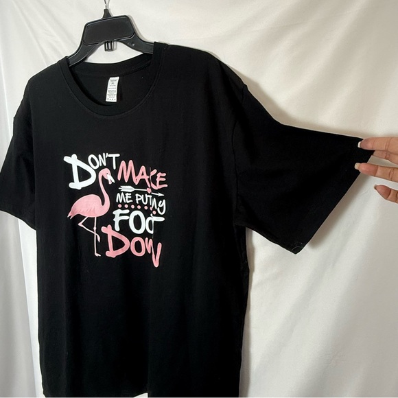 Black Graphic T-Shirt With Pink Flamingos, NWOT, Short Sleeves. Size XL - Picture 6 of 8